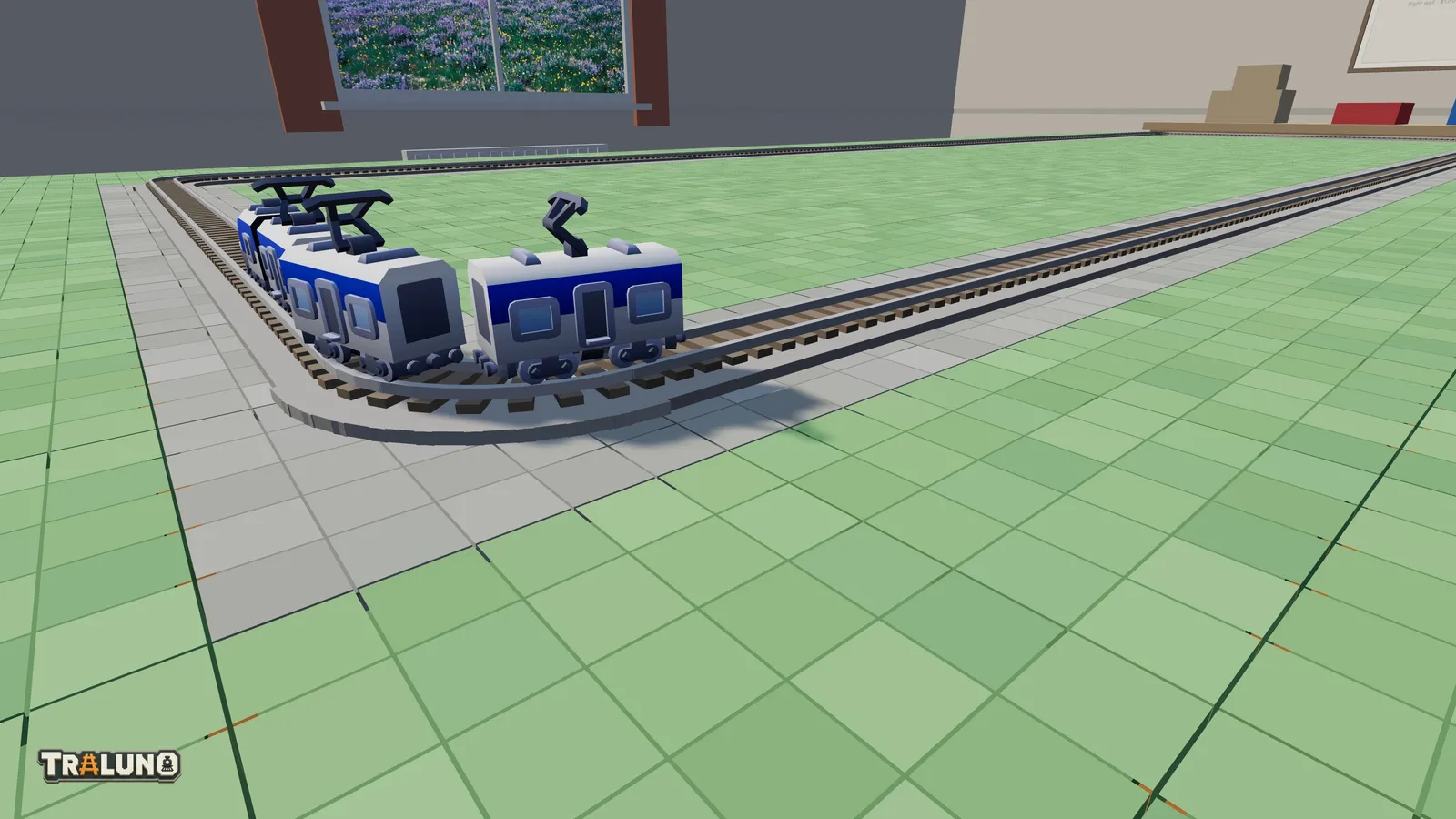 The Silver Streamliner bending round the single curve piece at the corner of an oval.
