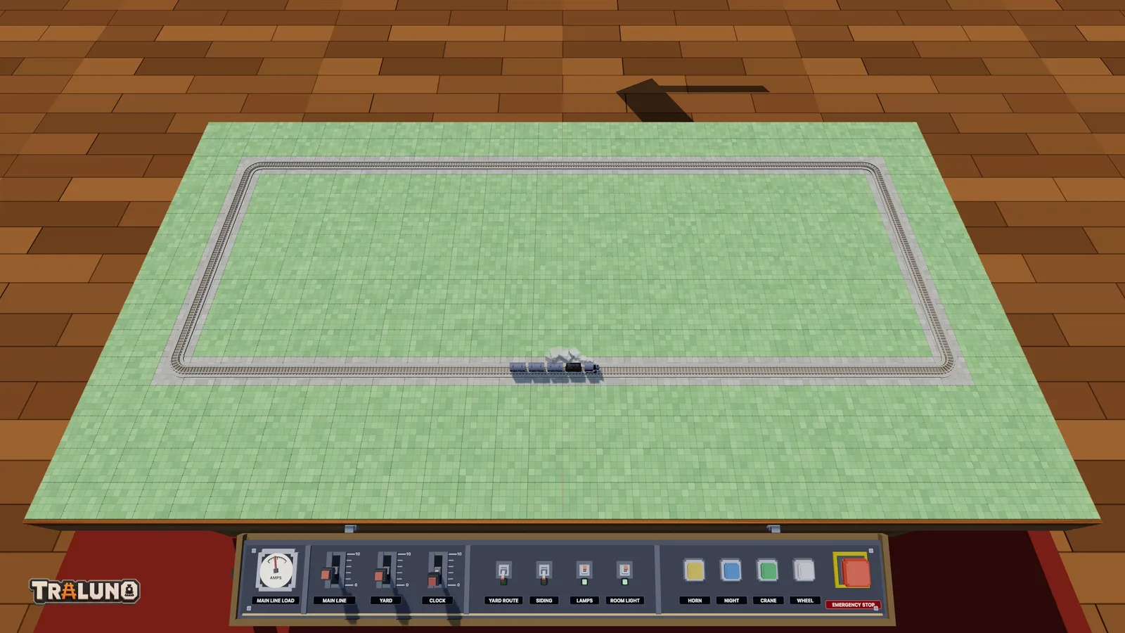 The plain oval on a bare table, with the Steam Express on its front straight.